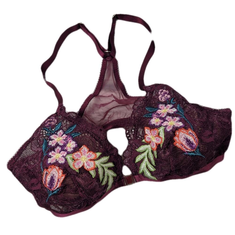 Topshop Embroidered Mesh Floral Racerback Bralette size 4